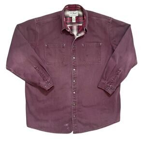 VTG LL Bean Heavyweight Canvas Workwear Flannel Lined Barn Shirt Jacket XXL Tall